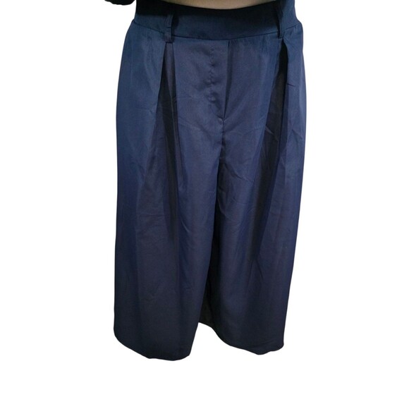 Zanzea Top And Pants Set Size Womans Large Navy Blue Ultra Wide Leg Stretch NWT - Picture 4 of 12